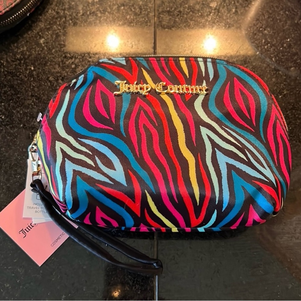 Juicy Couture Red and Pink Cosmetic Bag with Glossy Finish